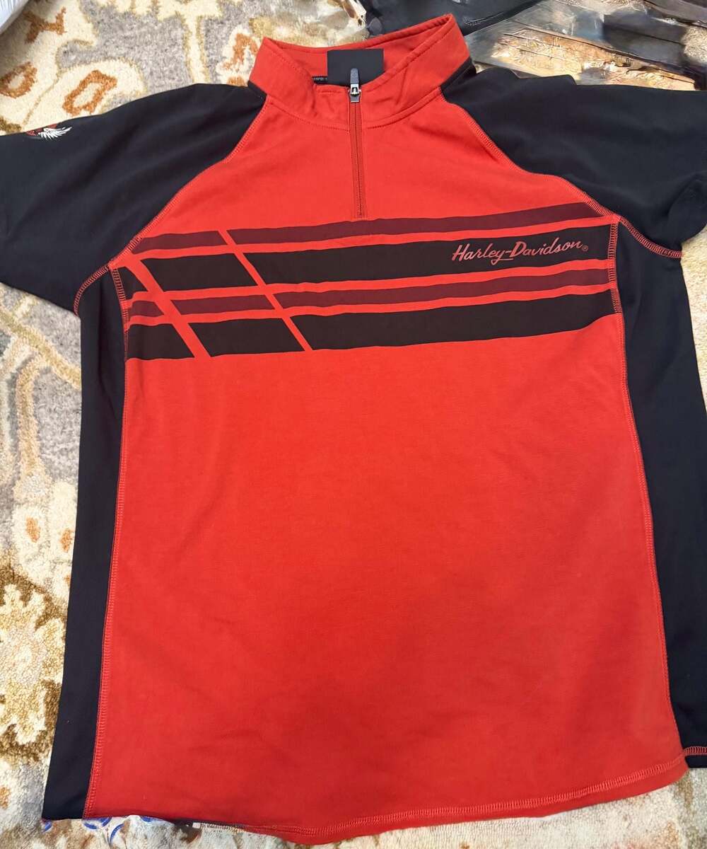 Harley-Davidson H-D Performance 1/4 Zip Pullover Shirt 2XL Red Black